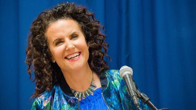 Michelle Breyer gives speech at The Curl Revolution book signing event held at BookPeople in Austin, TX on October 3, 2017.