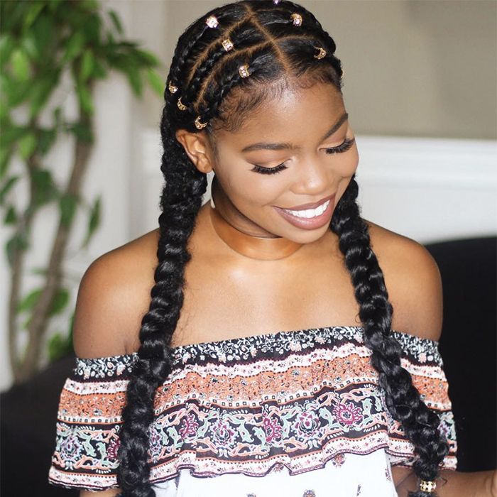 African-American woman with acessorized braids