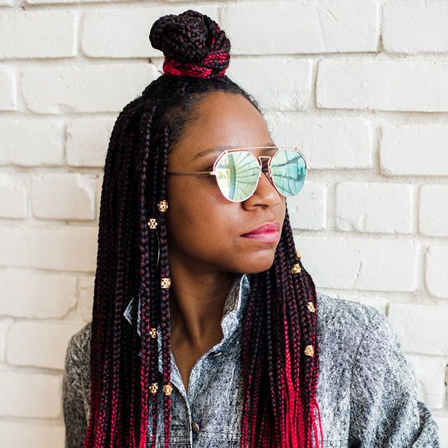red ombre box braids styled gerilyn m. hayes Profile photograph of Gerilyn M. Hayes by Cassanda Klepac