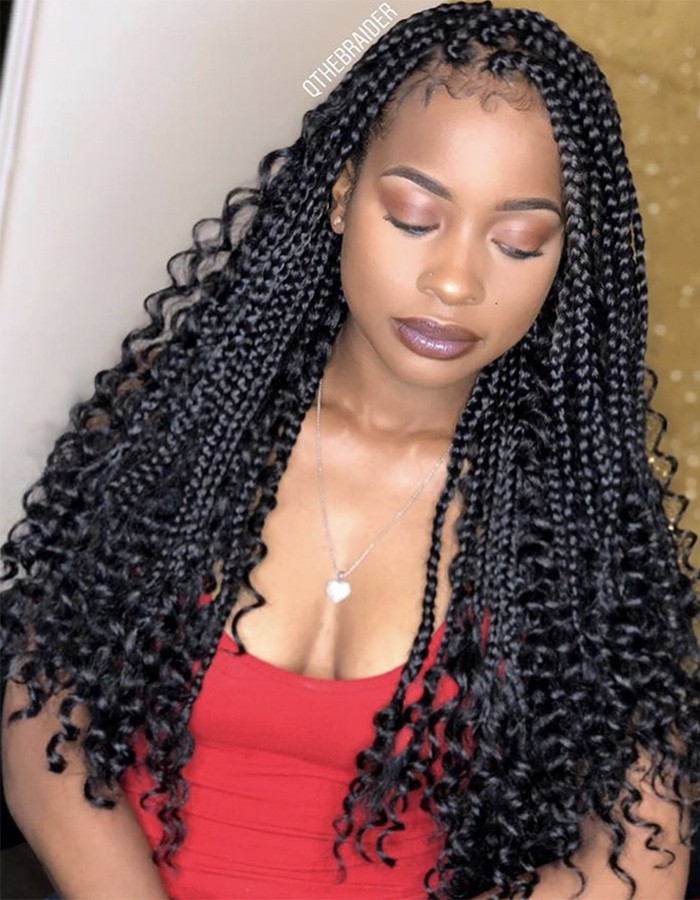 Featured image of post Individual Braids With Curly Ends : This is another wonderful example of a simple look that is elevated with the use of colorful bands around individual twists.